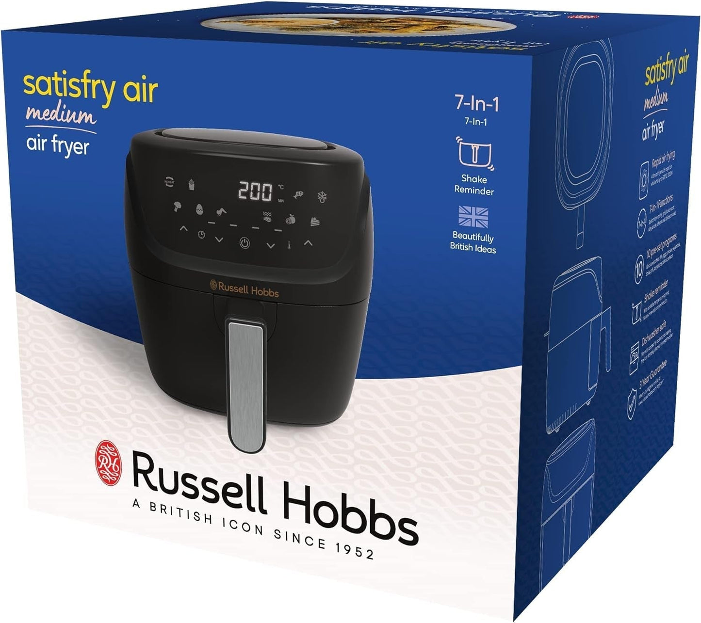 Russell Hobbs Air Fryer L 4L Rapid Airfryer, 7 matlagningsfunktioner, 10 program Hushållsapparater Naty Shop