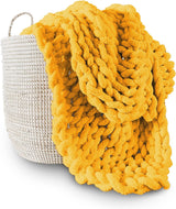 Chunky stickad filt, plagg, 100% handstickad med jumbo chenillegarn (127 X 152,4 Cm, lila grå) Adyrescia sängar och filtar Gul 30 "X40"