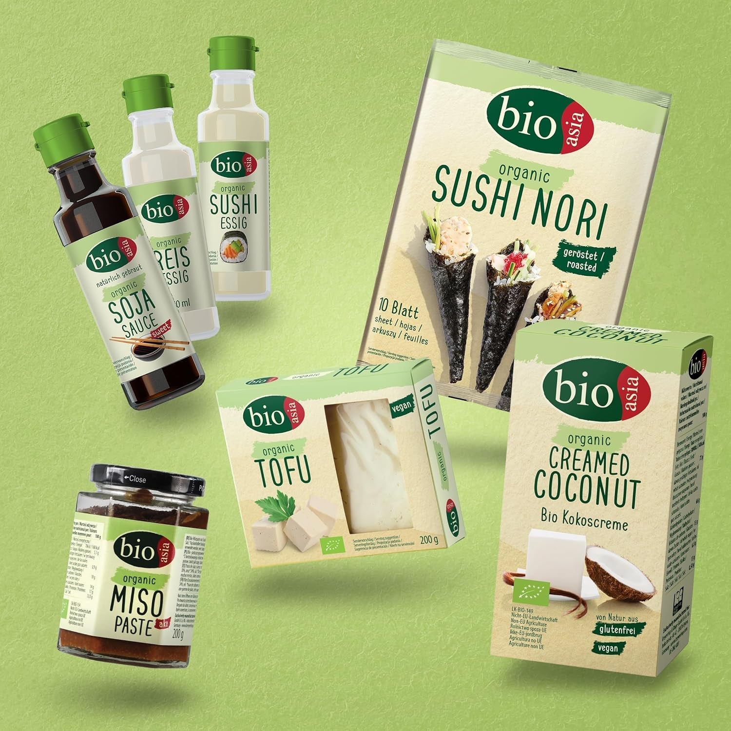 BIOASIA Organic Mie Nudlar, vetenudlar utan ägg, tillagade snabbt och enkelt, vegetariska (8 x 250 g)