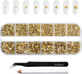 Beadsland 2500st Glas Nailart Strasssteine ​​​​Kristall Flatback Edelsteine ​​​​Runde, ​​Für Handwerk Gemischt 8 Größen SS4 ~ SS30 Mit Picking Pinzette Und Stift (Kristall Weiss)