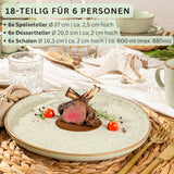 SÄNGER Rio Mint | Stengodsservis för 6, 6 tallrikar, 6 desserttallrikar, 6 skålar, mintgrön | VÄRDESAMLING