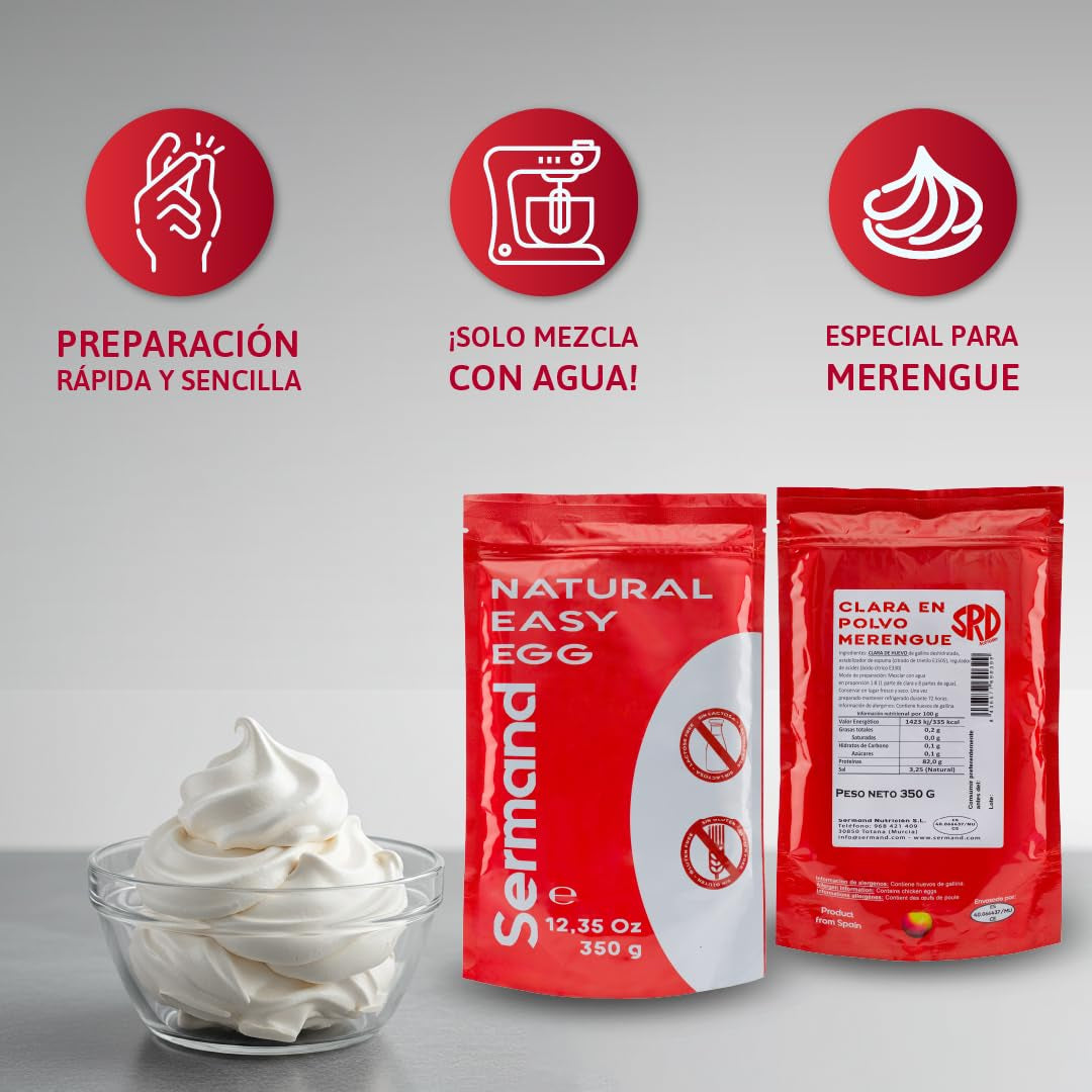 Eiweißpulver für Baiser (350 g) | Pasteurisiertes Eiklar | Getrocknetes Eiweiß | Laktosfri Glutenfri | I wiederverschließbarem Zip-Beutel