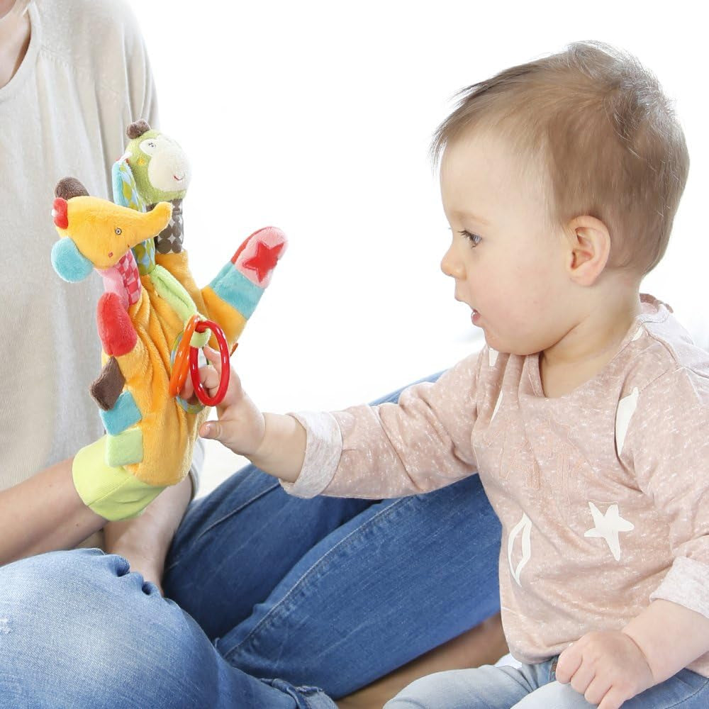 Fehn lekhandskesafari - apa och elefant babyfingerdockor & unicorn baby bell strumpor - babystrumpor med klockfunktion och enhörningshuvud - stimulera motorik och sinnen Bebe Toys Naty Shop