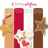 Scrapcooking - 4-delade markörer: guld, choklad, vit och röd - dekorativa ätbara pennor för att skriva och rita på desserter, kakor och kex