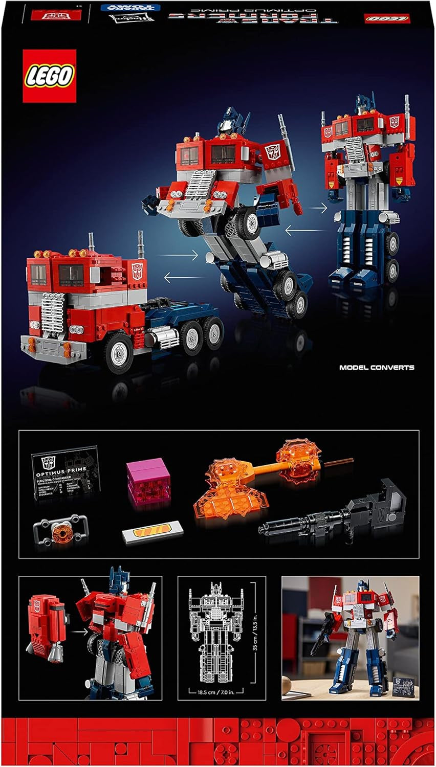 LEGO 10302 Ikoner Optimus Prime Set, 2-i-1 robotfigur och modelllastbil, Transformers Toy Model Kit för vuxna, födelsedags- eller julklapp för män, kvinnor, henne och honom Byggset Besuche den LEGO-Store
