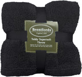 Brentford's Teddy Fleecefilt Stor sängfilt Plysch Supermjuk varm bäddsoffa Överkast Svart - 150 X 200 Cm Sängar och filtar Besuche den Brentfords-Store