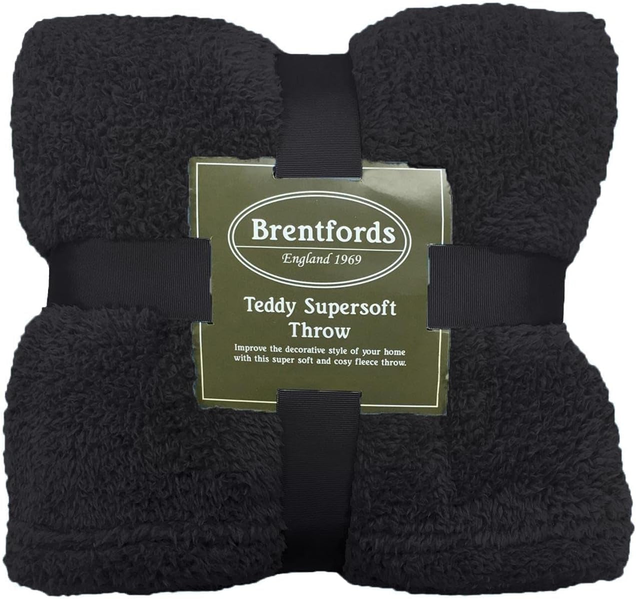 Brentford's Teddy Fleecefilt Stor sängfilt Plysch Supermjuk varm bäddsoffa Överkast Svart - 150 X 200 Cm Sängar och filtar Besuche den Brentfords-Store