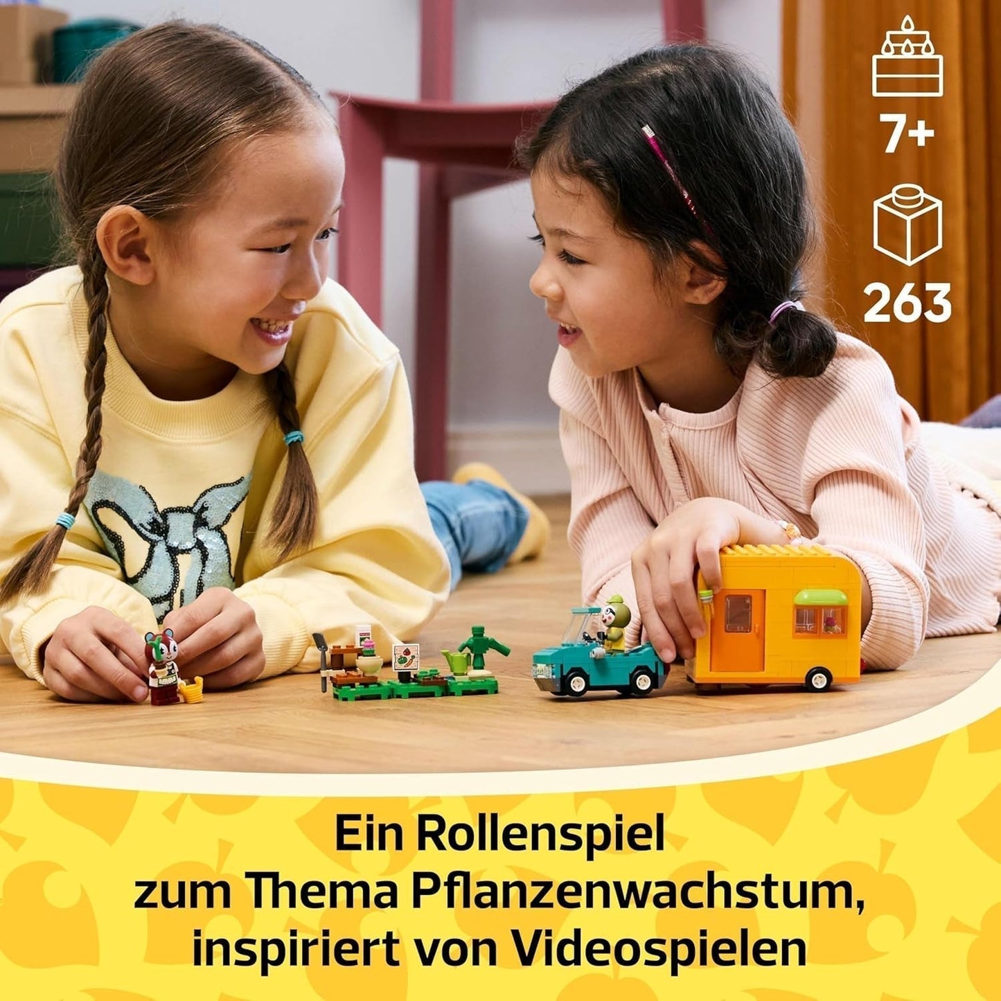 LEGO Animal Crossing Gerds husvagn och trädgård Rollspelsset Billeksak för barn 7 år gamla flickor och pojkar Presentvideospelleksak med djurfigurer 77054 Byggset Besuche den LEGO-Store