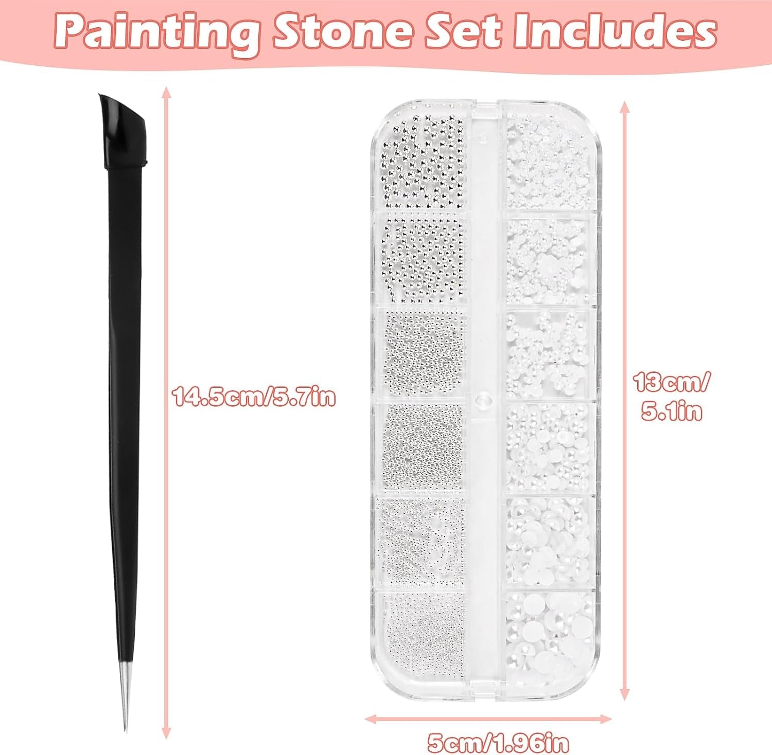 2 Boxen Nail Art Strasssteine, Mit Pincett Nägel Flatback Perlen Nail Charms Mit Kristallen Nagelzubehör Diamanten Edelstahl-Perlen Für Nagelschmuck