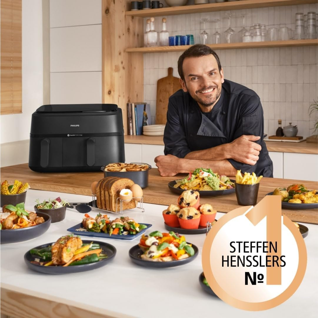 Philips Dual Basket Airfryer 3000-serien med frukostset, 9 liter, 2 lådor Hushållsapparater Naty Shop