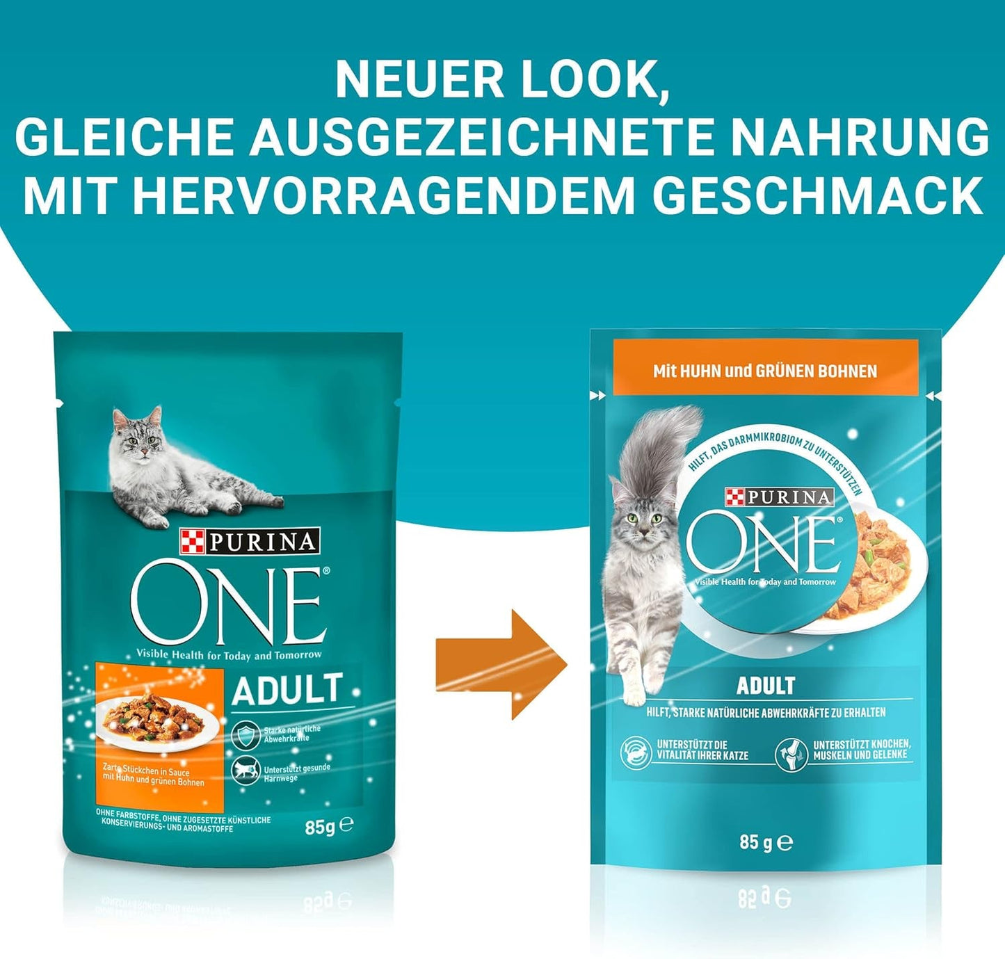 PURINA ONE Våtmat för vuxna katter, möra bitar i kycklingsås, förpackning om 26 (26 x 85g)