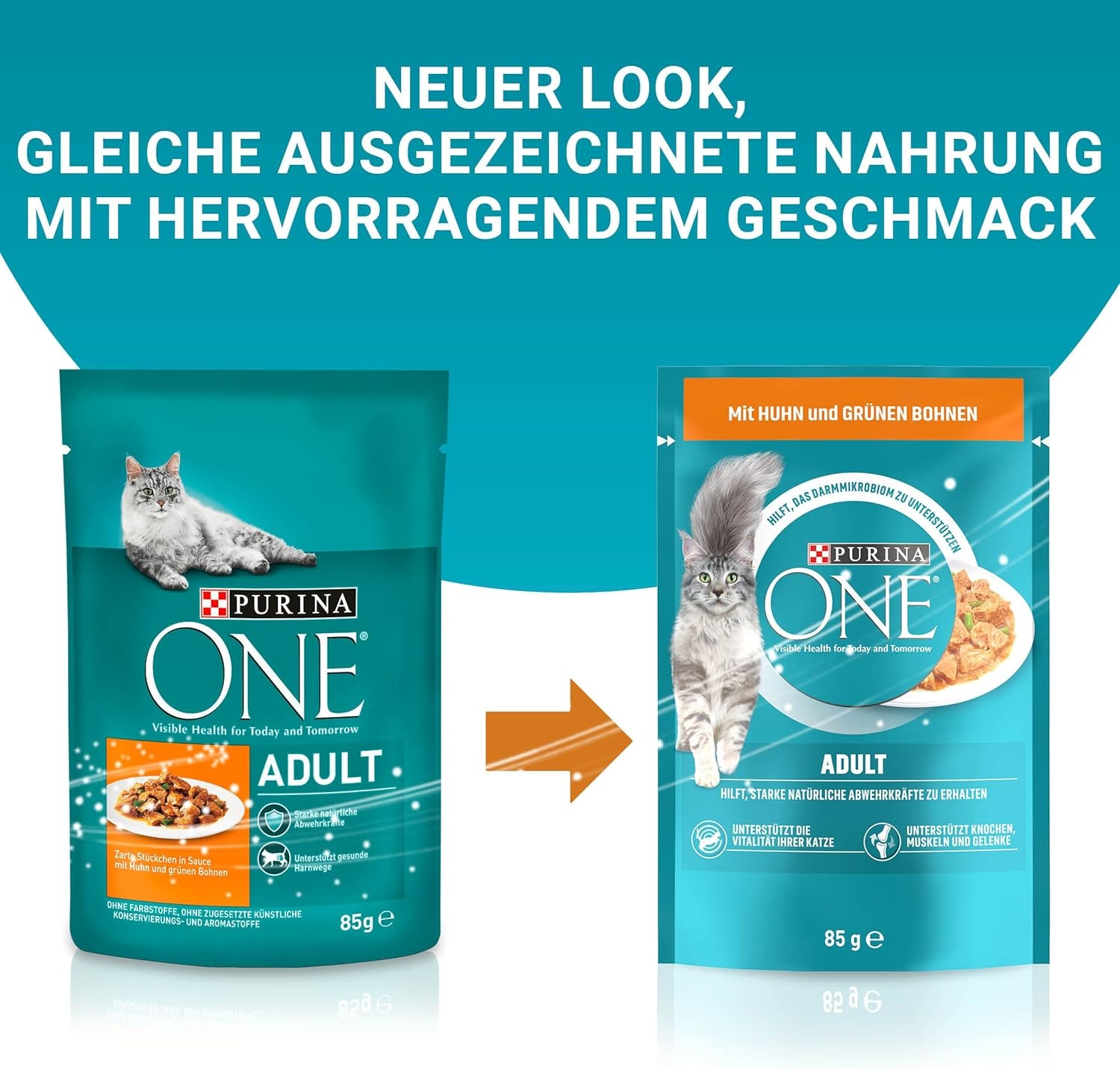 PURINA ONE Våtmat för vuxna katter, möra bitar i kycklingsås, förpackning om 26 (26 x 85g)