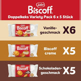 Lotus Biscoff | Dubbel kex Variety Pack | 3 sorter: Biscoff Cream, Vanilj och Choklad Smak | 5 dubbla kex per förpackning | Ingredienser av naturligt ursprung | Inga färgämnen | 16 x 50g | 800 g