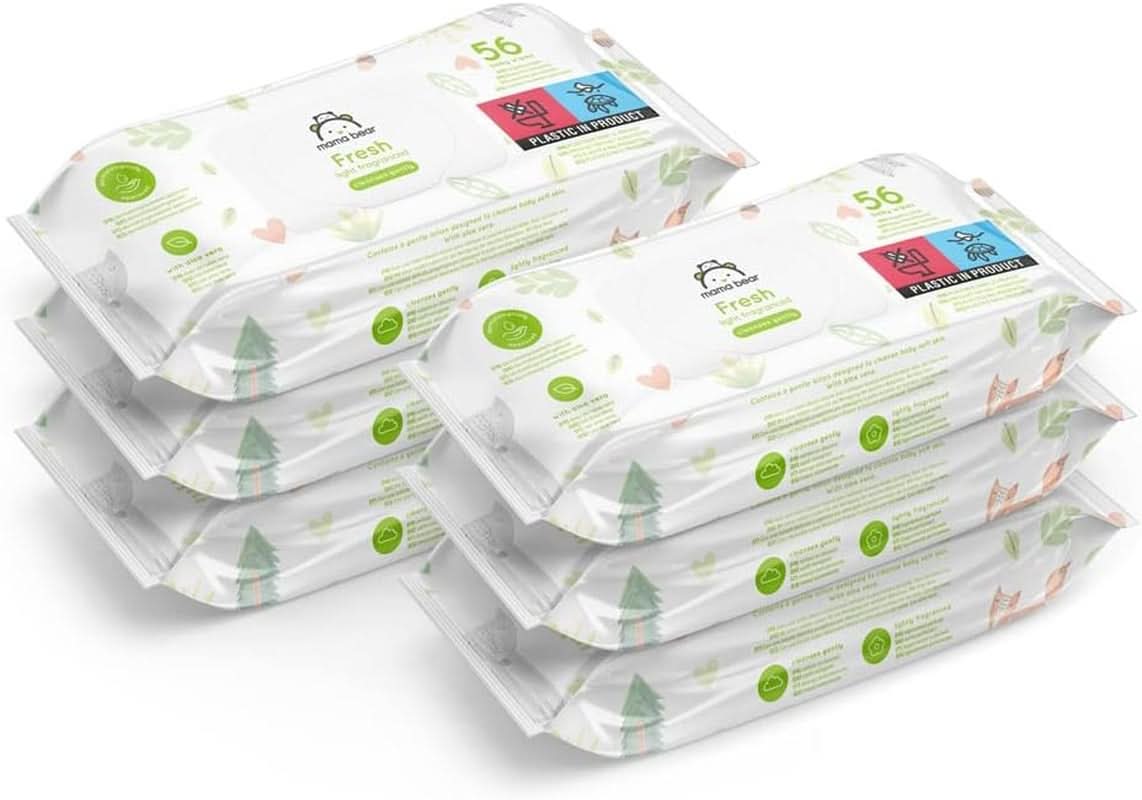 Mama Bear Naty Shop Aloe Vera Fresh Baby Wipes 56 delar (pack med 6)