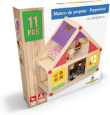 Marionette Wooden Toys - Dockhus i trä med möbler och dockor - 11 stycken Dockhus Naty Shop
