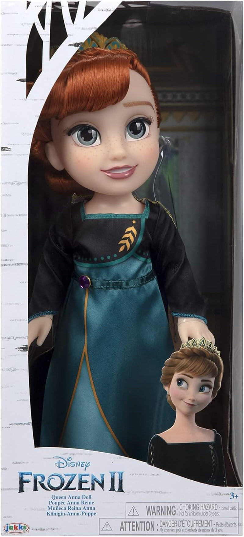 Disney Frozen 2 Anna Doll - en 35 cm hög poserbar docka i en ikonisk modeklänning med Arendelle-vapen och ett diadem för extra nöje, för tjejer från 3 år och uppåt