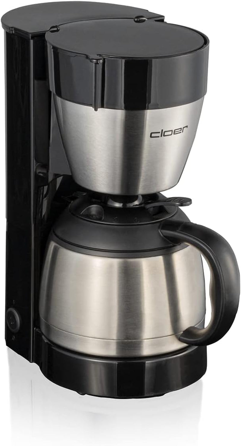 Cloer 5009 Håll varmt filter Espressomaskin för upp till 8 koppar 800W med isolerad rostfri stålkaraff 1x4 filterkopp svart