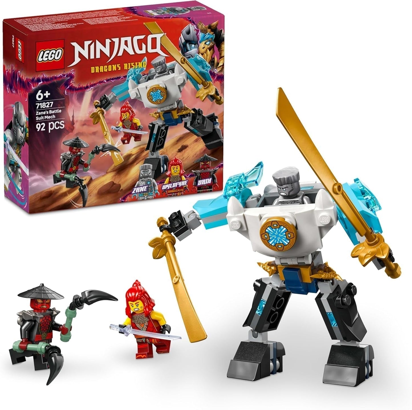 LEGO NINJAGO Zanes Action Mech - Ninja leksak med 3 minifigurer för rollspel - Litet set att bygga och leka för barn - Presentidé för pojkar och flickor från 6 år 71827 Byggset Besuche den LEGO-Store Standardtitel