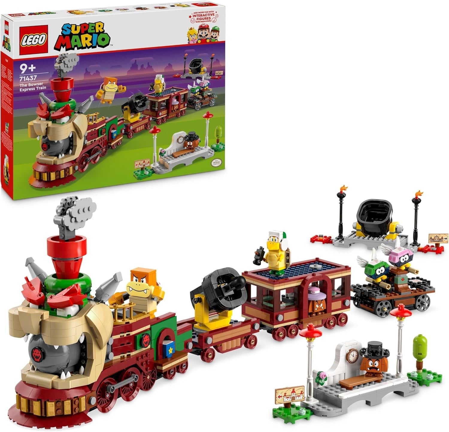 LEGO Super Mario Express Bowser Train Kids äventyrslekset med Hammer Brother 2 Gumbas och 2 Parapunctures Nintendo present för pojkar Flickor Spelare 71437 Byggset Besuche den LEGO-Store Standardtitel