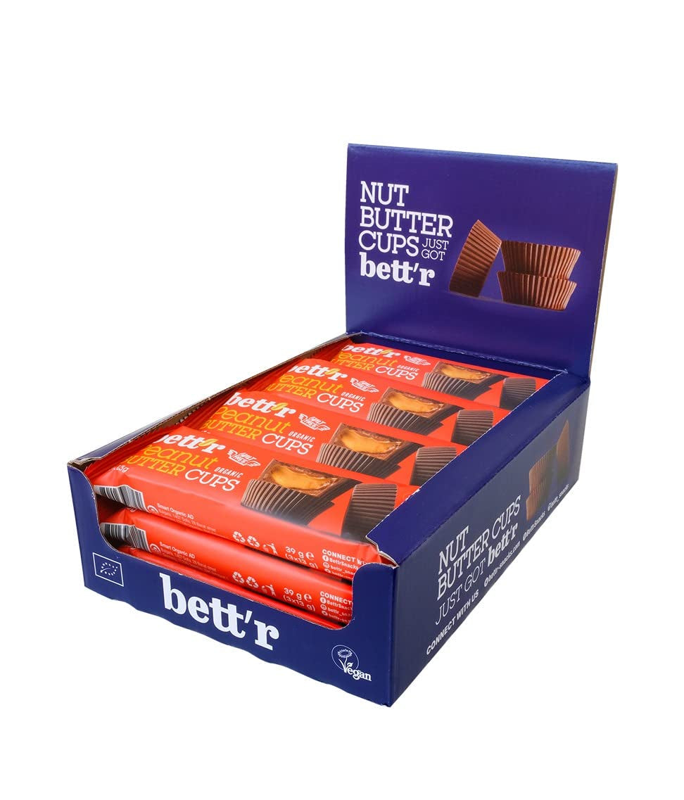Bett'r Guilt-fria ekologiska hasselnötssmörblommor. 100% vegansk, glutenfri och laktosfri - 12 x 39 g