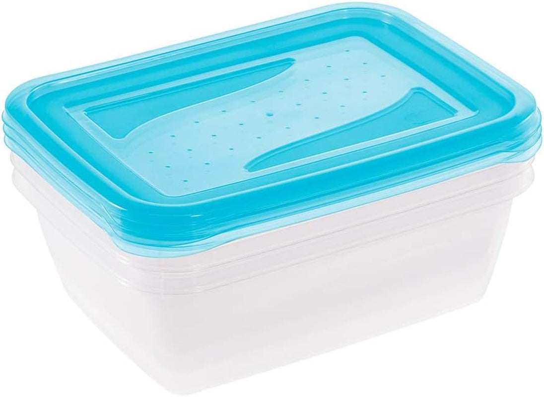Kekeeper-set med 3 matförvaringsburkar, 3 x 1,25 l, 20,5 x 15,5 x 6,5 cm, Fredo Fresh, transparent blå Matförvaringslådor Naty Shop