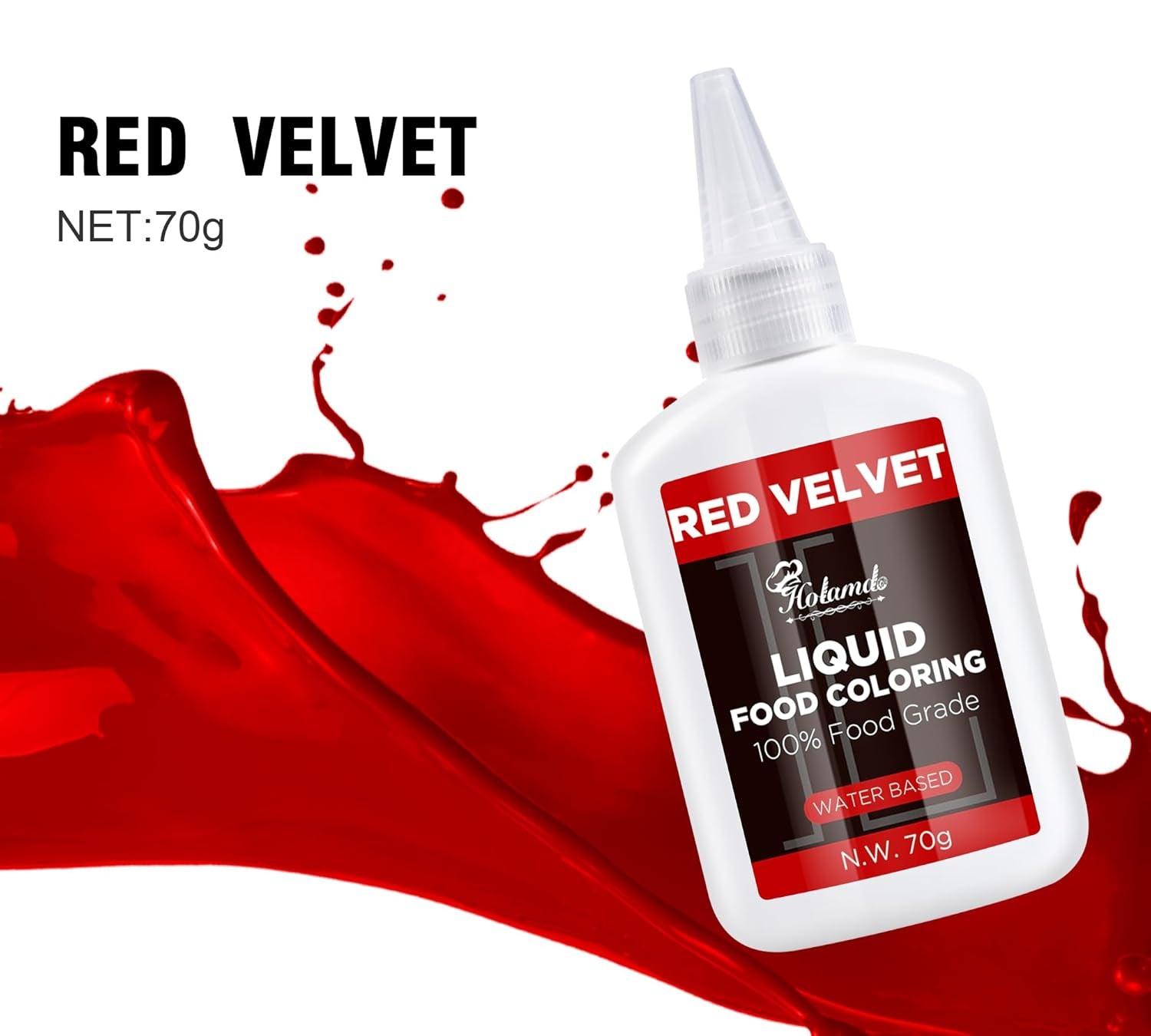 Flytande matfärgning, Red Velvet matfärgningsset för att baka kakor, makroner, kakor, matfärg för tårtdekorering, flytande för färgning av drycker (70g x 3)