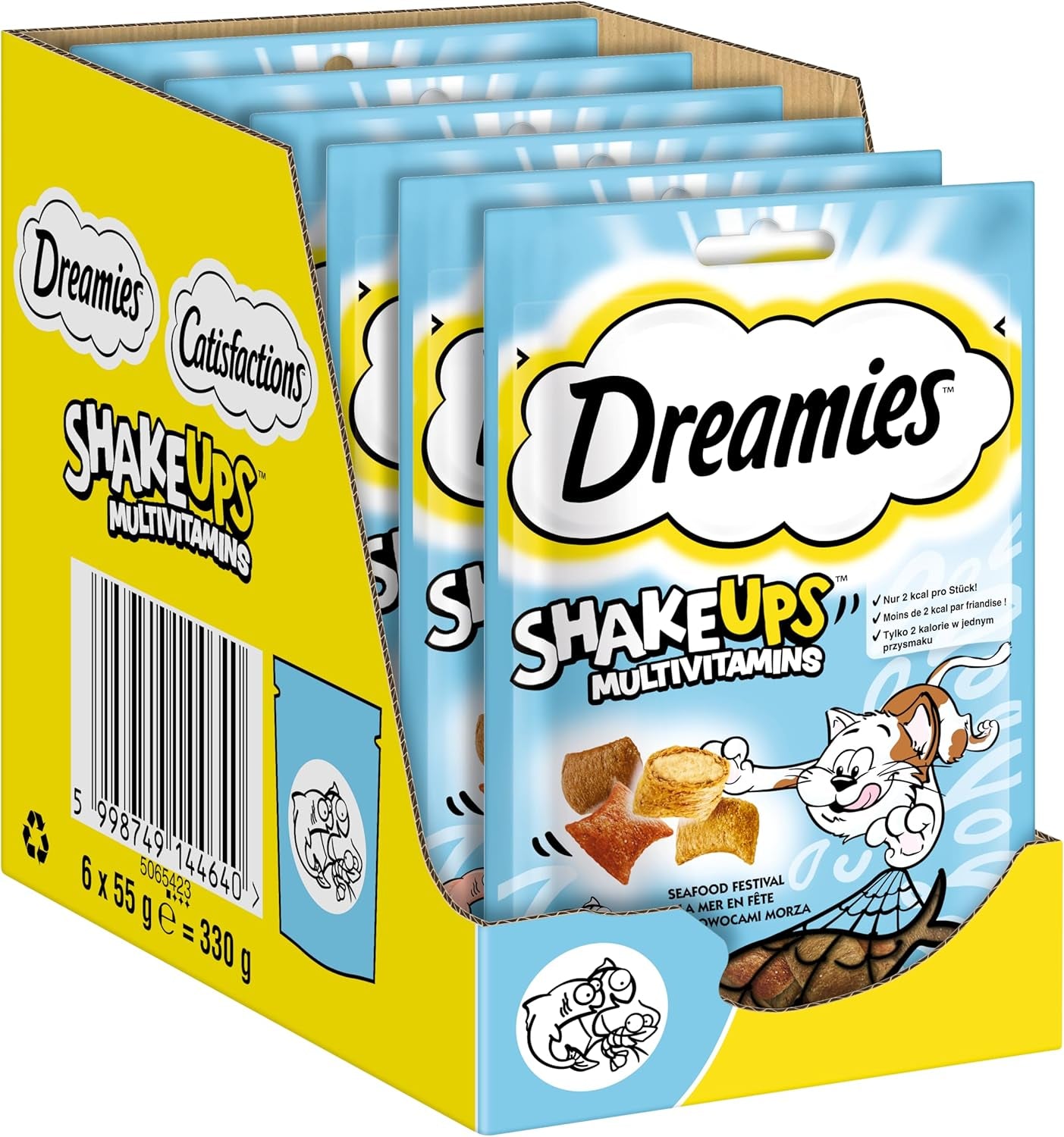DREAMIES SHAKE UPS Multivitamin Seafood Festival Kattgodis i portionspåsar - 55 g (6 påsar)