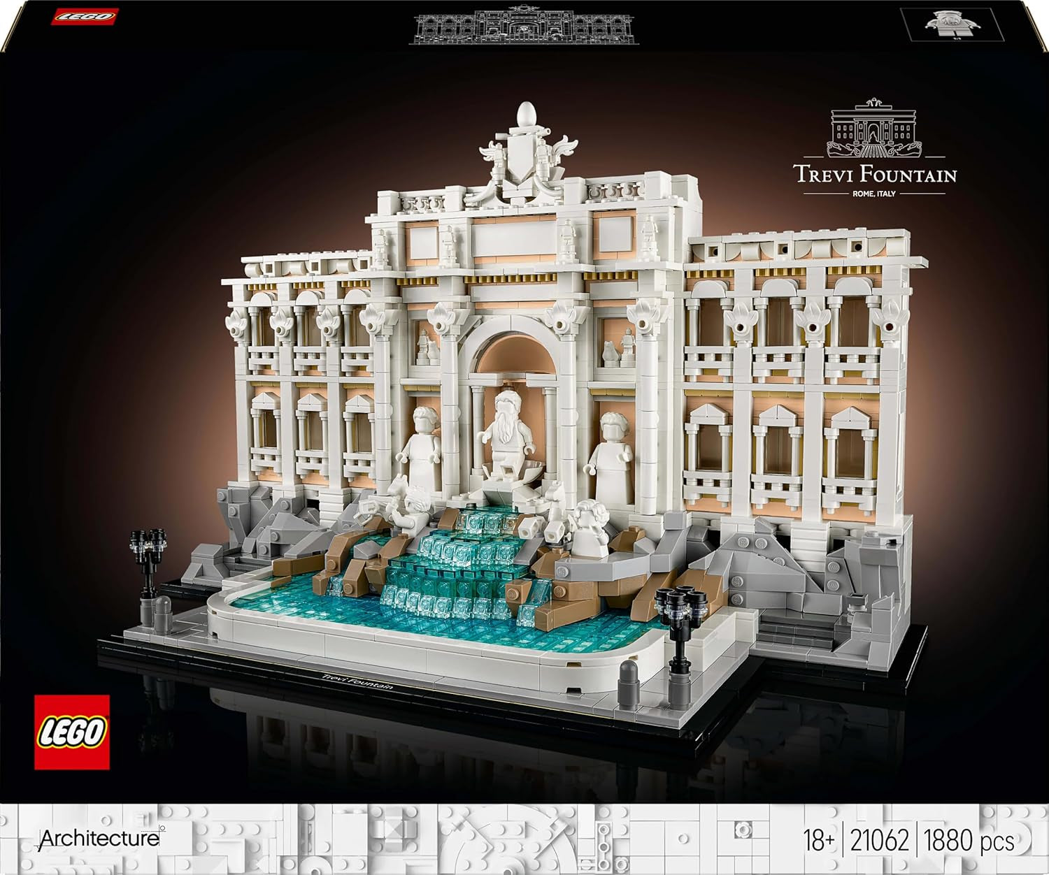 LEGO Architecture Fontana di Trevi - Modell av ett landmärke i Rom med minifigurer skulpturer - samling för kontor och vardagsrum - present till vuxna och arkitekturälskare 21062 Byggset Besuche den LEGO-Store