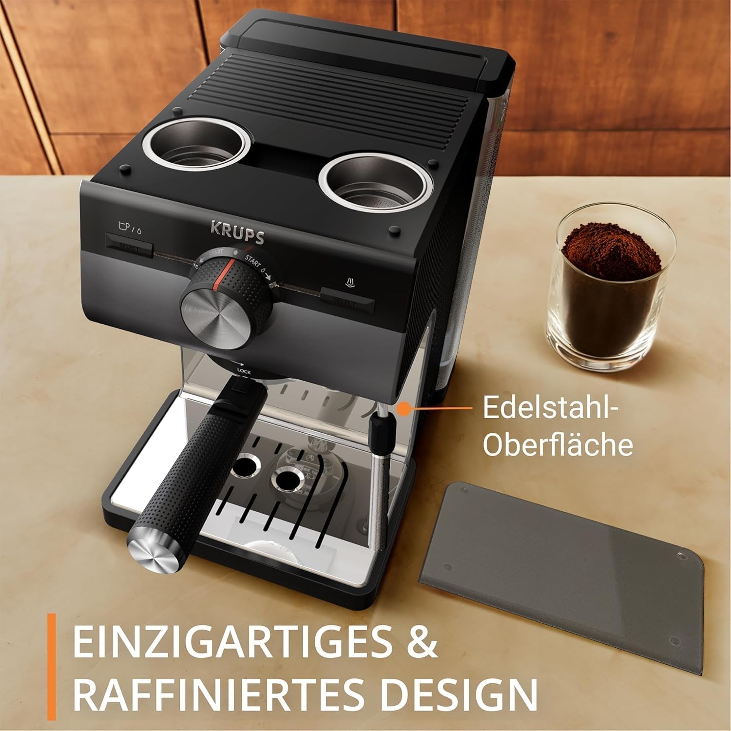 KRUPS Authentic+ espressomaskin, 15 bar, intuitiv drift, sofistikerad design, ångmunstycke, inklusive utökade tillbehör, Bullet Dark silver/Rostfritt stål, XP384G10