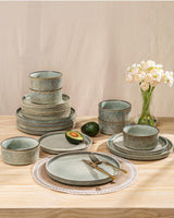 GBhome keramiskt servisset för 6 personer 18 delar Reactive Glaze Handgjort porslinsservisset Mikrovågs- ​​och diskmaskinssäkert Skål- och tallrikset