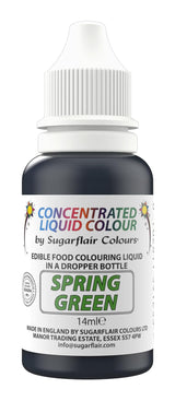 Sugarflair ätbar flytande matfärg Drops Spring Green - Sugarpaste Buttercream Food Color - Airbrushable - 14ml