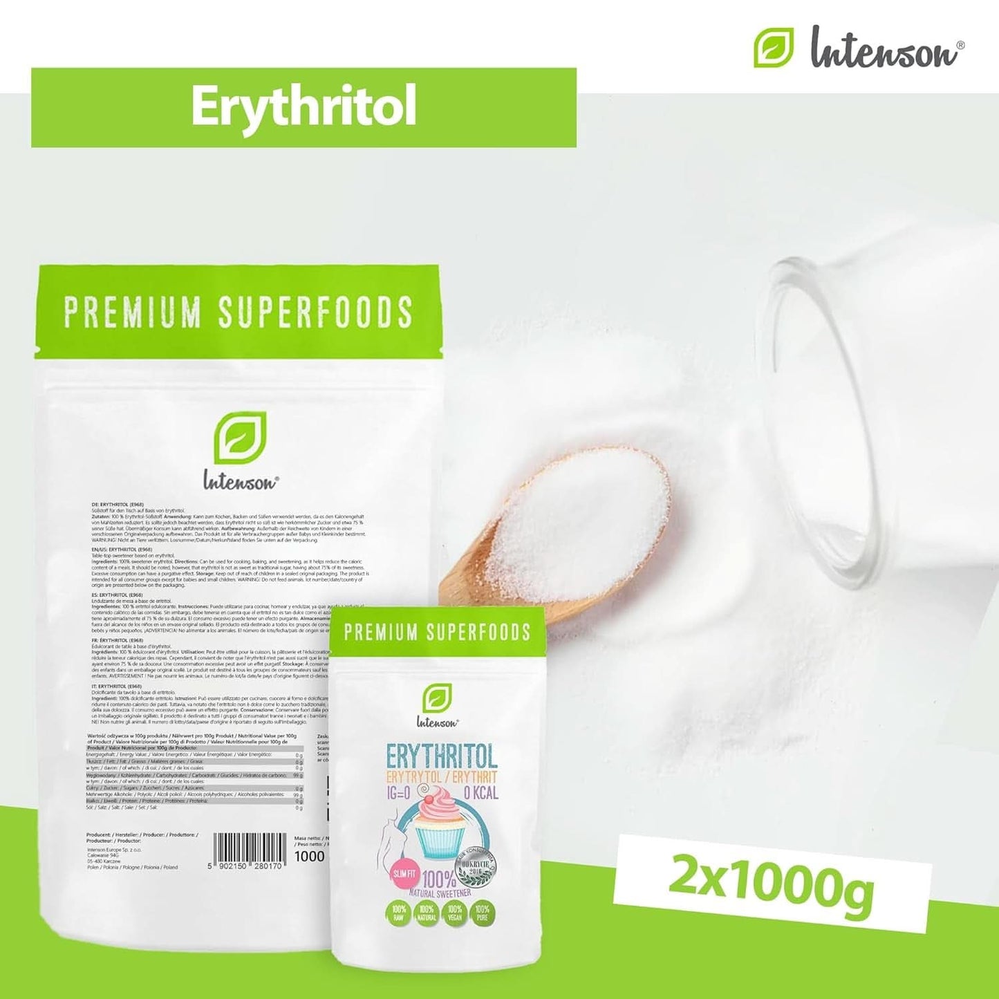 Erythritol - Naturligt sockeralternativ, 2 kg sötningsmedel Naty Shop