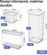 Rotho Loftset med 5 förvaringsburkar med lock, olika storlekar, BPA-fri matplast (PP), Transparent/Röd, (21,4 x 21,4 x 23,5 cm) Matförvaringslådor Naty Shop