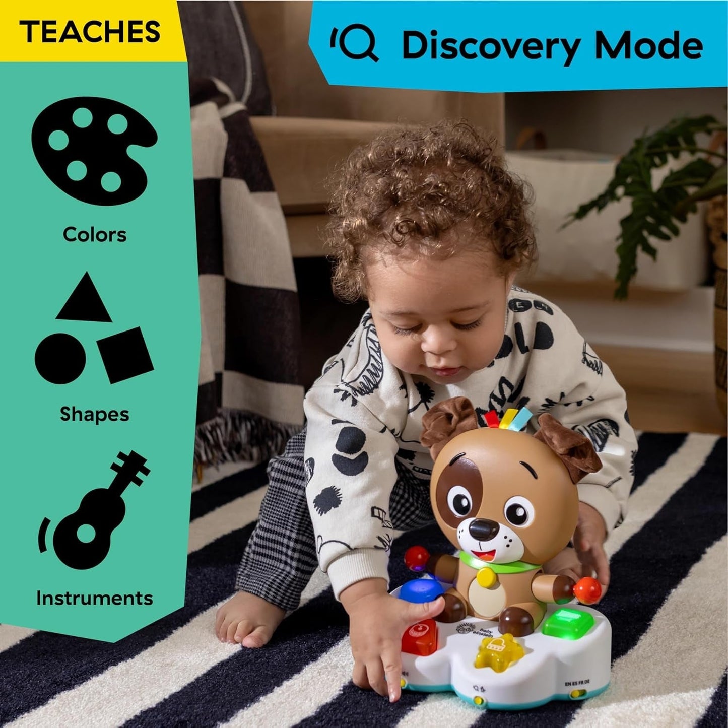 Baby Einstein, Drum & Learn Dean Musical Learning Toy - Multisensorisk babyleksak, 2 spellägen, färger, former och instrument, 50+ ljud, från 6 månader Babyleksaker Naty Shop