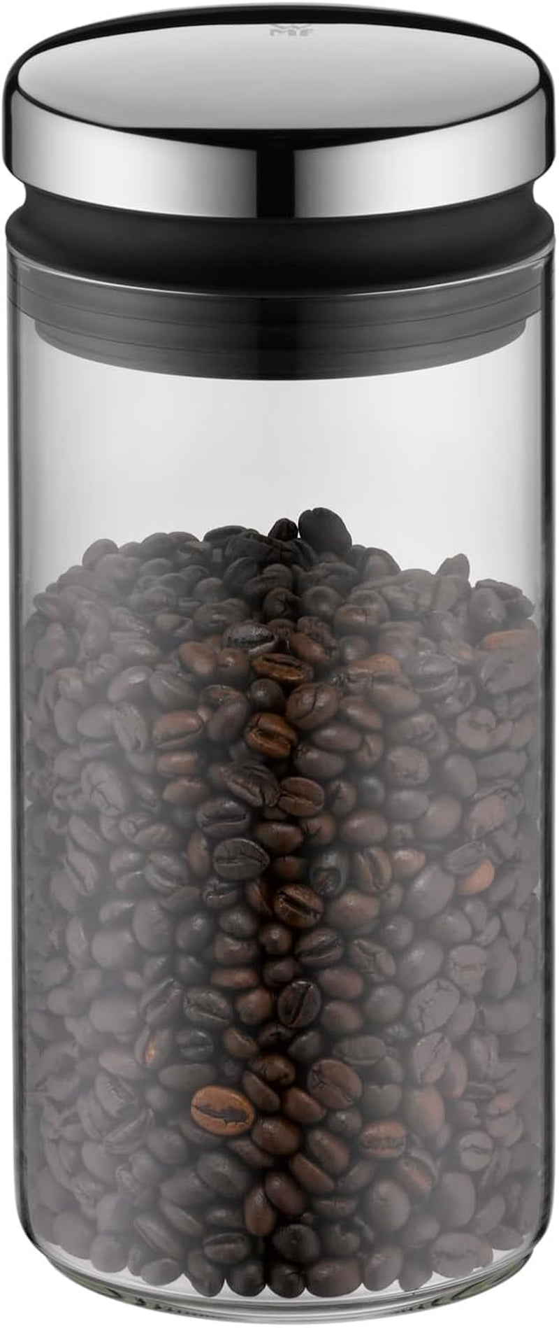 WMF Depot 1L förvaringsburk i glas, höjd 21,5 cm, förvaringsburk med lock, kaffebönbehållare, spannmålsburk, matförvaringsburk med bred påfyllningsöppning (4-pack) Matförvaringslådor Naty Shop