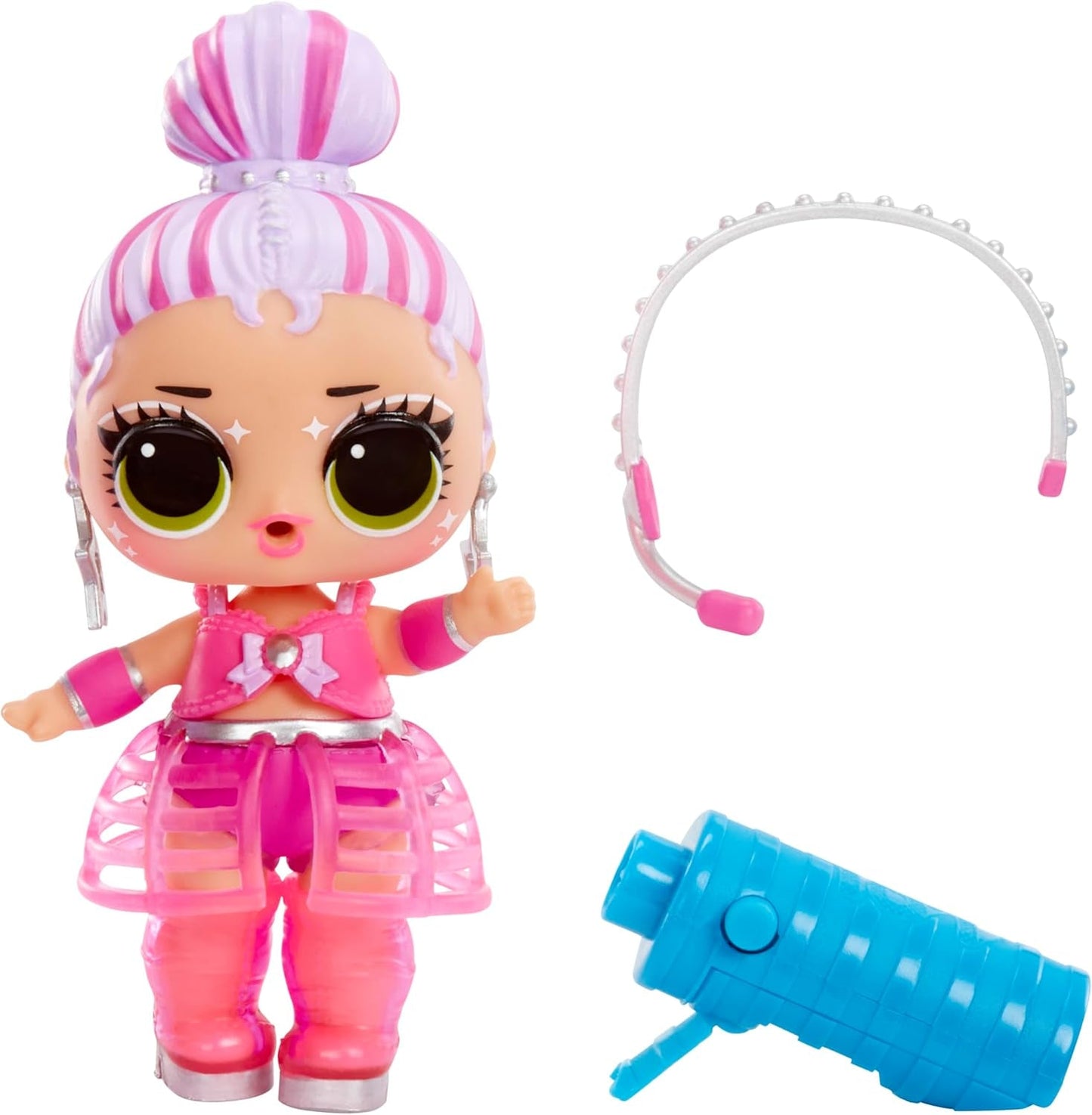 L.O.L. Överraskning! Neon Pop Stars Tots - 1 svart ljus magisk överraskningsdocka, blind omslag, 7 samlardockor, var och en med neondekaler och tillbehör, present till barn 4+ Naty Shop Dolls