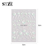 JMEOWIO 3D Nagelsticker Frühling Blume Nail Art Sticker Selbstklebend Nagelaufkleber 5D Stereoskopisk Buntes Sommer Blumen Dekoration Nageldesign Zubehör 4 Blatt
