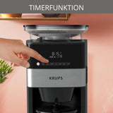 Krups Espressomaskin KM8328 Mal med kvarn | 24 timmars timer | Spannmålsbehållare 180 g | Kapacitet 1,25 l för upp till 15 koppar kaffe | Funktion för automatisk avstängning | 3 slipinställningar | Svart