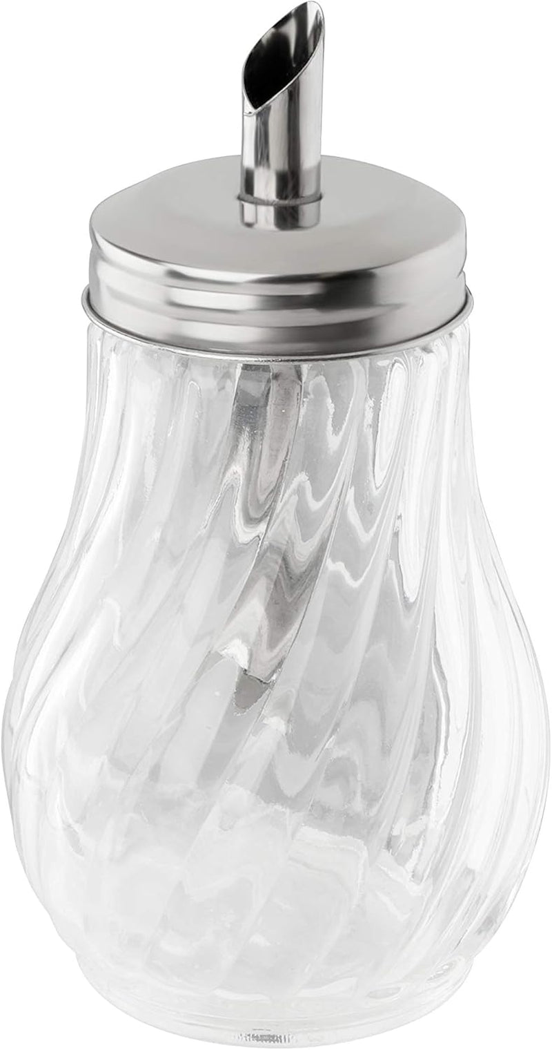FMprofessional 280ml FLEURETTE sockerdispenser, glasbehållare, behållare för enkel dosering, behållare för olika tillfällen, högkvalitativ behållare (färg: silver), kvantitet: 1 st.