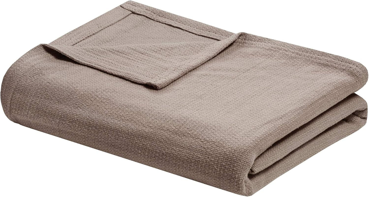 Madison Park Freshspun Wicker Twin Grå bomullsfilt Sängar och täcken Madison Park Khaki Twin