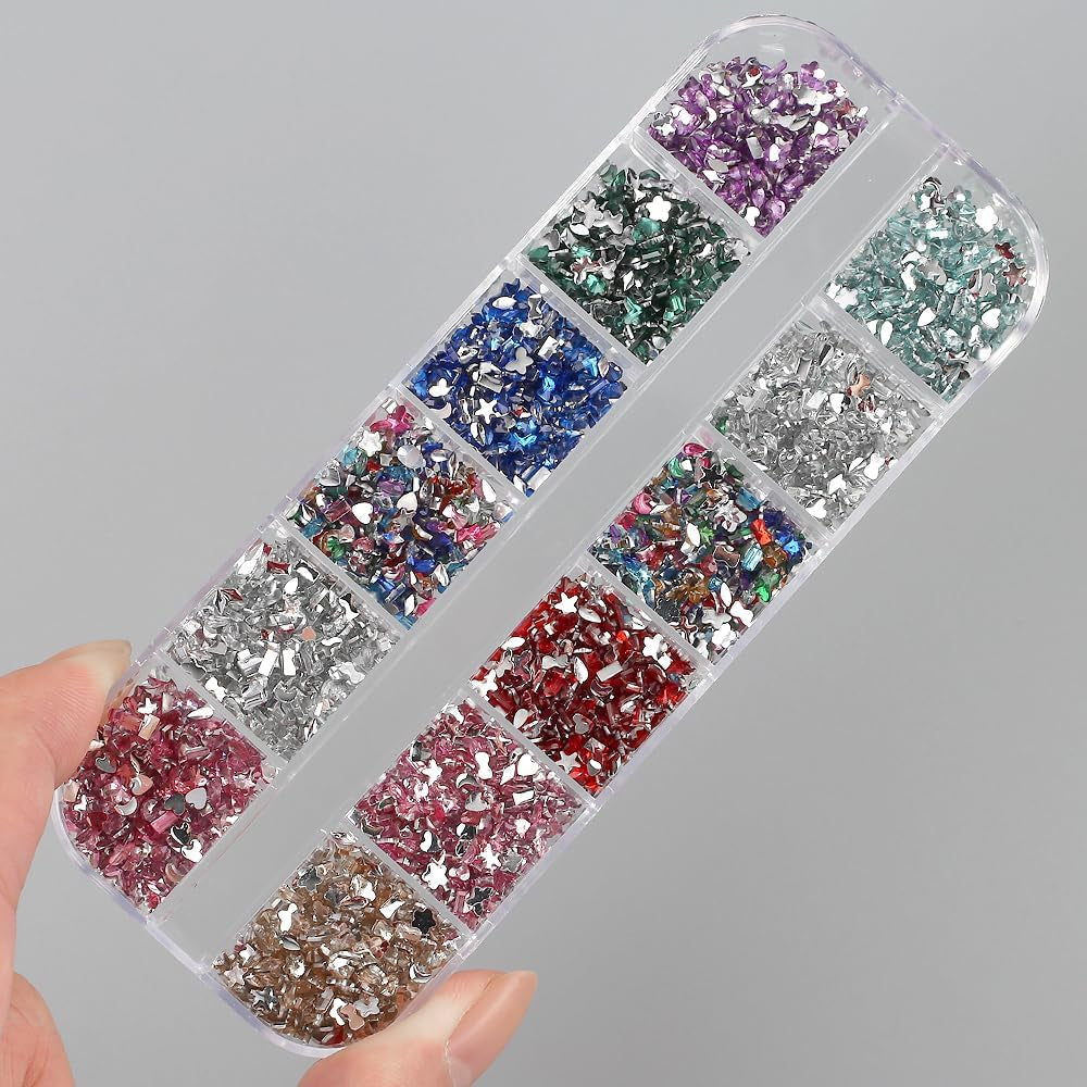 2000st Bunte Strasssteine ​​Nägel Glitzersteine ​​Nail Charms Nailart Edelsteine ​​Nagel Steine ​​Gllitzer Steine ​​Nagel Charms Nägel Zubehör Kristalle Diamant Nageldesign Strass Nail Art Strass Nail Gems