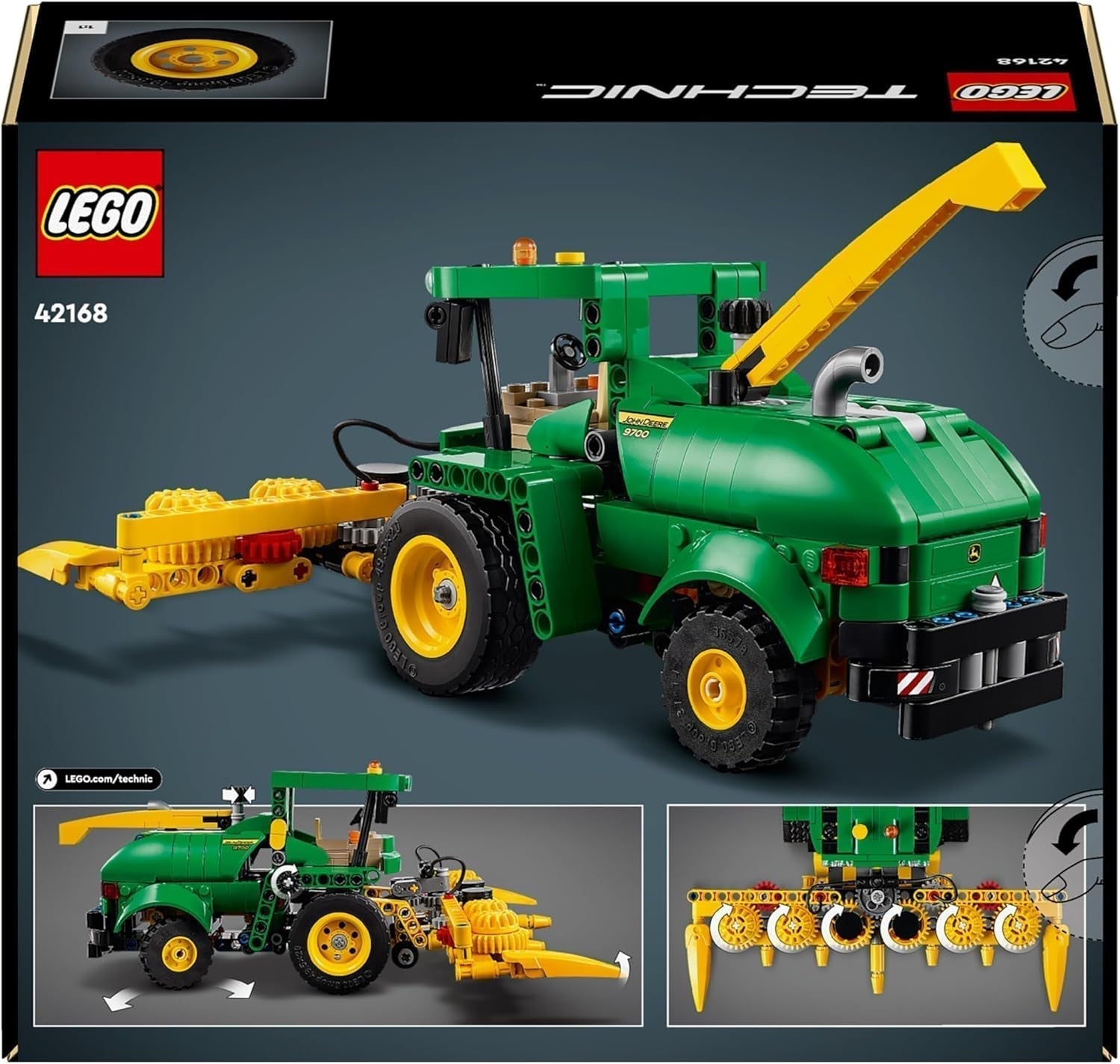 LEGO Technic John Deere 9700 vallskördare Barn leksakstraktor Gårdsset Fordonsmodell med realistiska funktioner Present för pojkar och flickor 9 år gamla 42168 Byggset Besuche den LEGO-Store