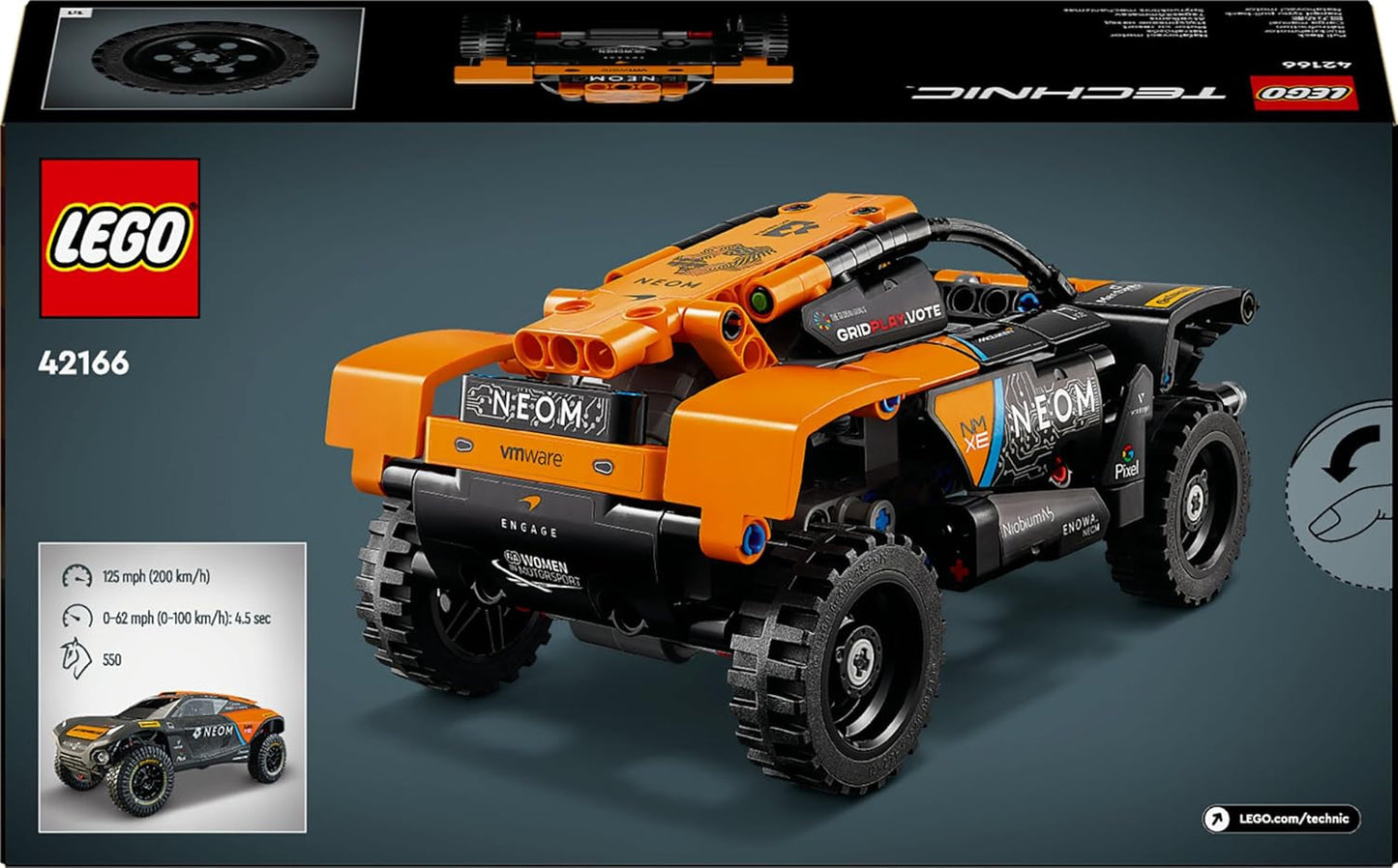 LEGO Technic NEOM Mclaren Extreme E Racing bilset, motorleksak för barn, byggbar vindbil, teknisk present för pojkar och flickor 7 år gamla 42166 Byggset Besuche den LEGO-Store