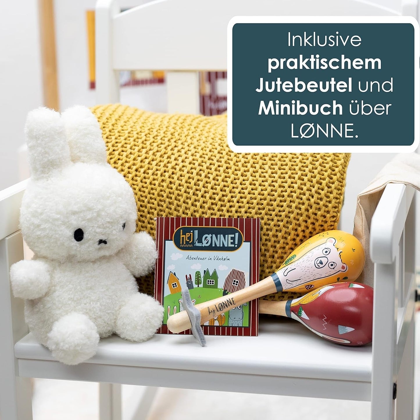 HEJ LØNNE set med 2 träklockor - Maracas för barn - musikinstrument i trä för att främja motorik, koordination och socialt beteende - träklocka för barn - leksak för barn Leksaker Bebe Naty Shop