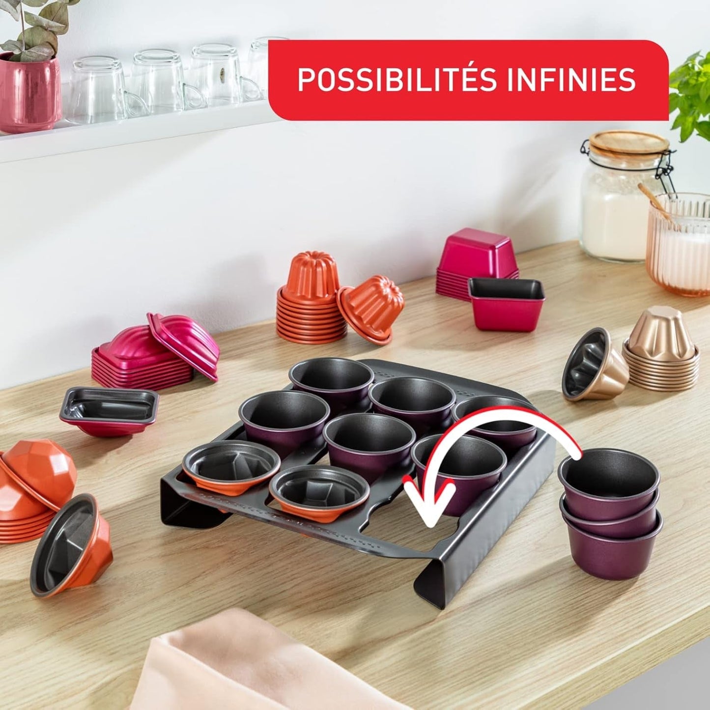Tefal Creabake J3089304 3 Stück Brioche-Backform Antihaft-Beschichtung, Leicht Entnehmbar, Stapelbar, Einfache Austellung, Backform Formar och bakplåtar Naty Shop