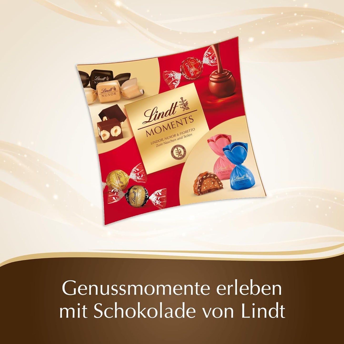 Lindt Choklad | Lindt Moments box | 223g | Raffinerad blandning av de finaste LINDOR-tryfflarna, nötiga NUXOR-kuber och knaprig FIORETTO | Choklad present