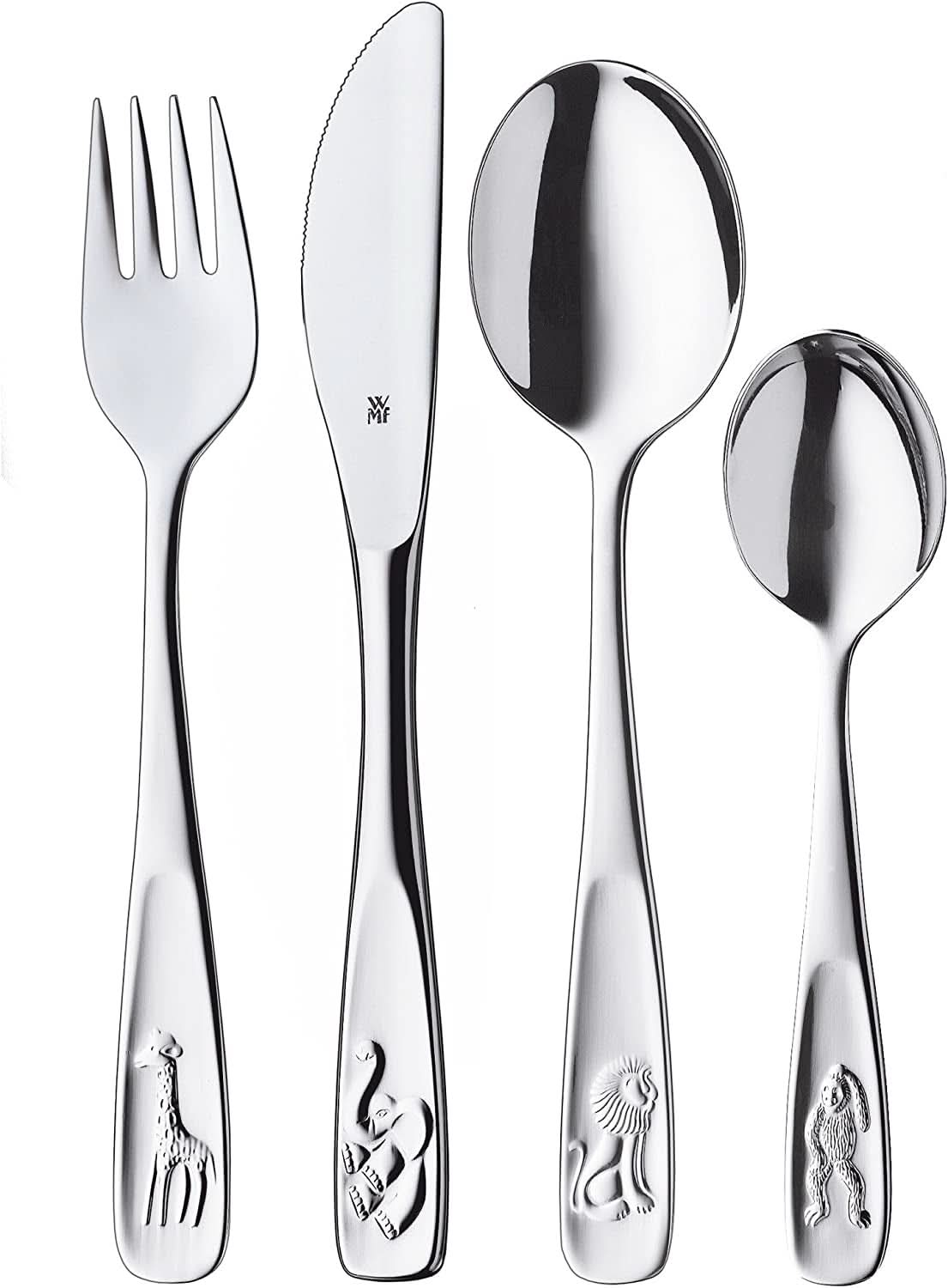 WMF Animals bestickset i rostfritt stål för barn, 4 delar, polerat Cromargan Kitchen Naty Shop