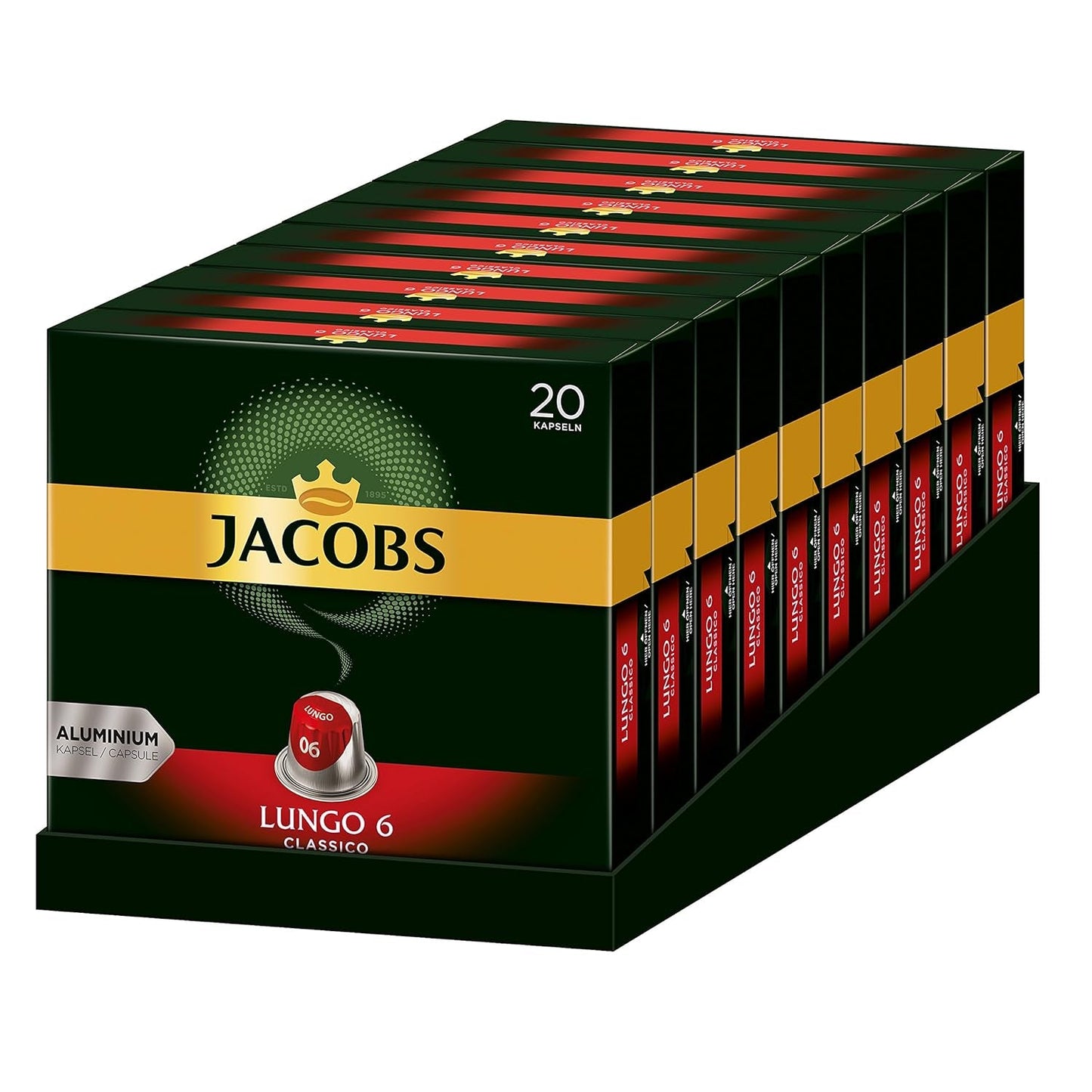 Kaffeekapseln Lungo Classico, Intensität 6 av 12, 10 x 20 Getränke & Kaffeekapseln Espresso Ristretto, Intensität 12 av 12, 200 Nespresso®* kompatibel Kapseln, 10 x 20 Getränke