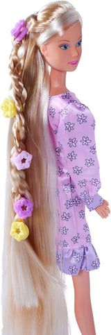 Simba 105733640 - Steffi Love Flower Hair, docka med extra långt hår, innehåller 6 klämmor, flättillbehör och kam, 29 cm, 3+ år