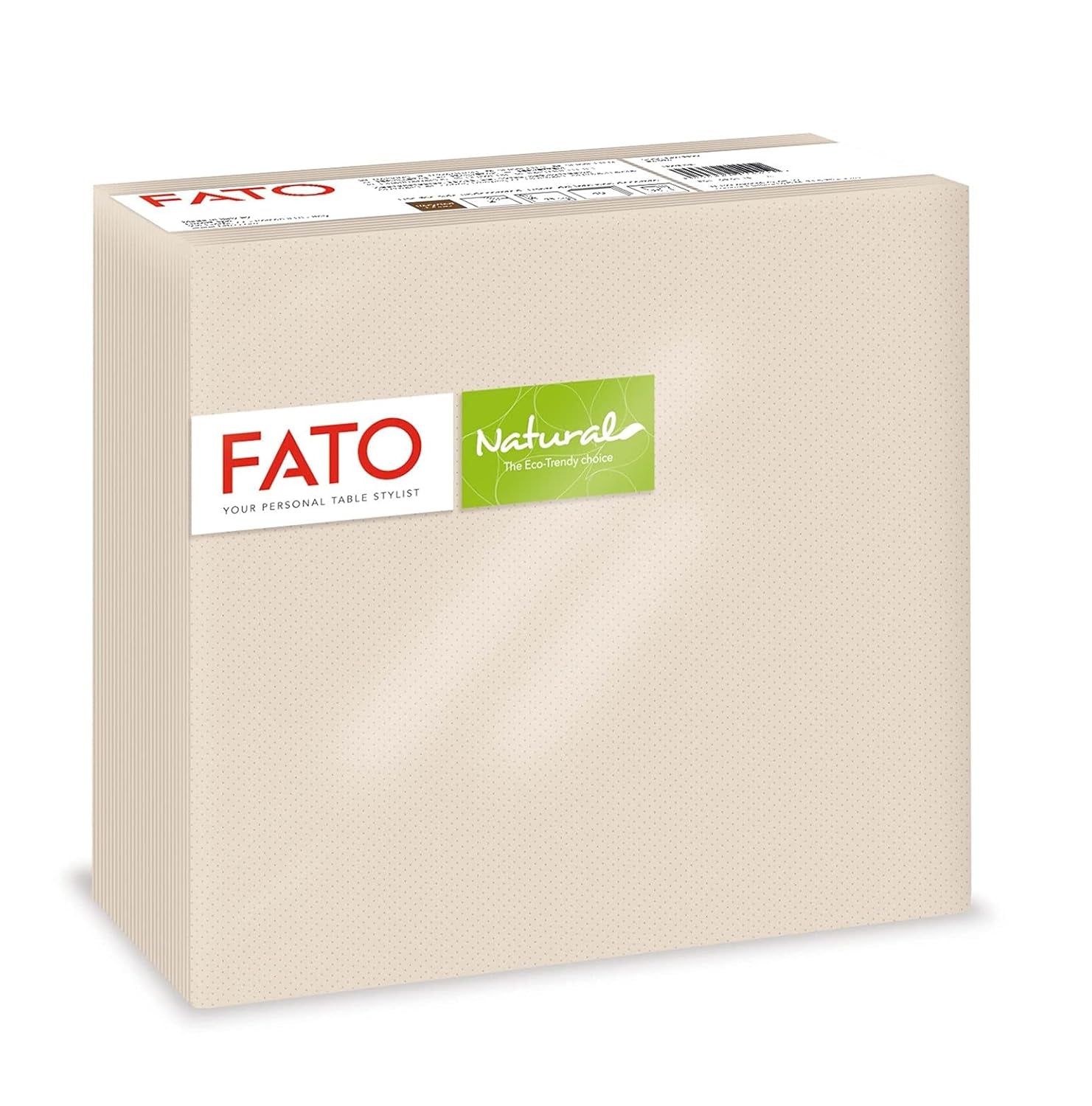 Fato - Naturliga 4-faldiga engångspappersservetter, miljövänliga, 40-pack, storlek 38X38, 2-lagers, 100 % återvunnet papper